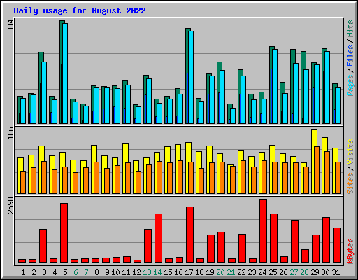 Daily usage for August 2022